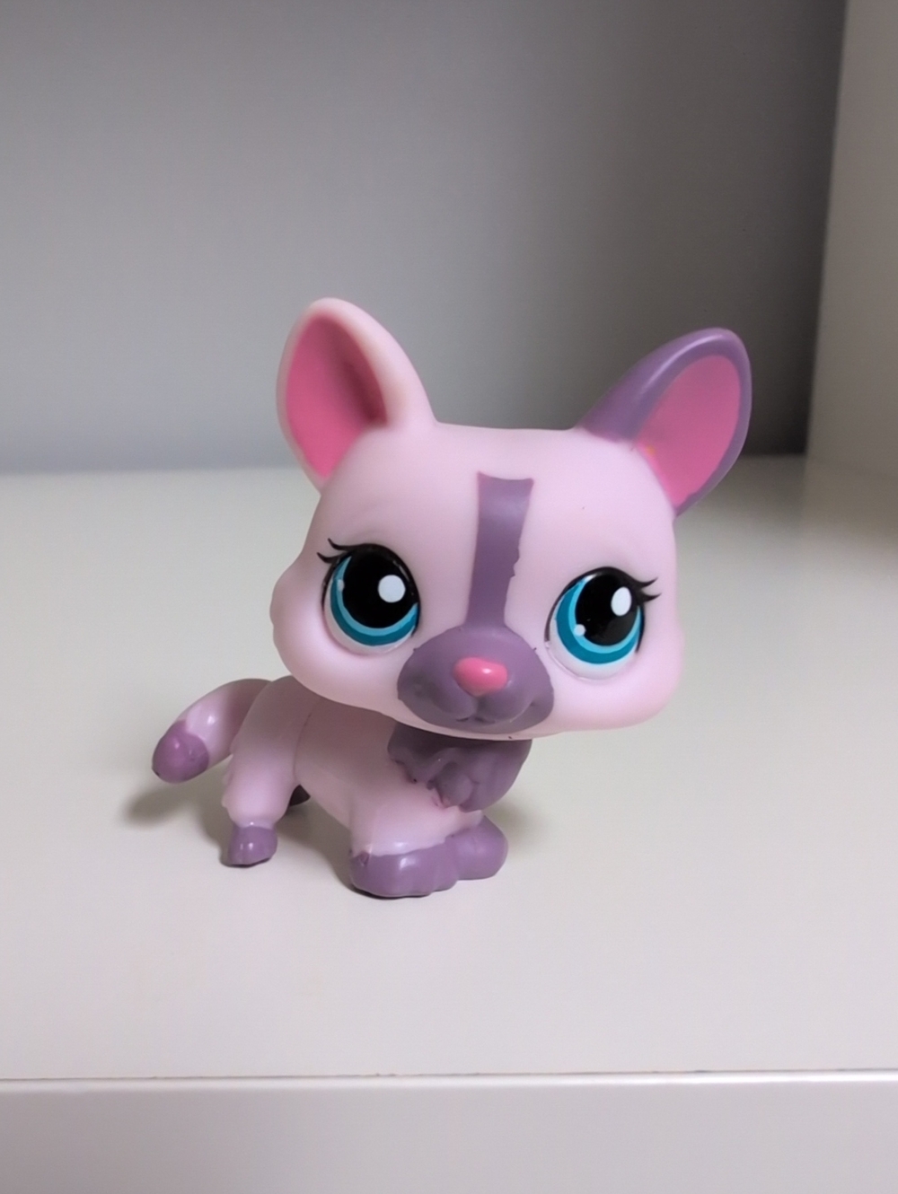 Littlest Pet Shop Corgie #1645 Authentic Hasbro Y2k Figure Lilac Dog Blue Eyes
